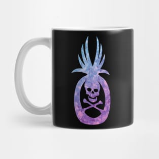 Tropical Pirate Pineapple Halloween Skull and Crossbones Blue Pink Mug